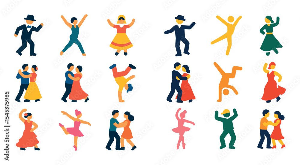 Fototapeta premium Colorful Dance Icon Set