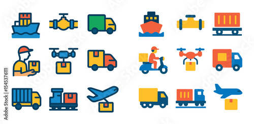 Colorful Transport Icons