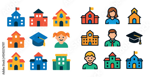 K-12 School Icons Grid