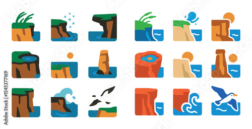 Coastal Cliff Icons