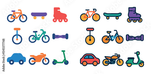Colorful Personal Vehicle Icons