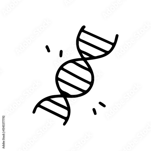 DNA helix icon in minimalist line art, perfect for biotechnology, genetics, and science themes. This vector illustration captures modern, clean aesthetics for educational and tech uses.
