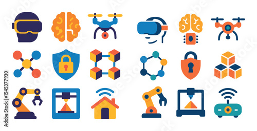 Colorful Tech Icons Grid