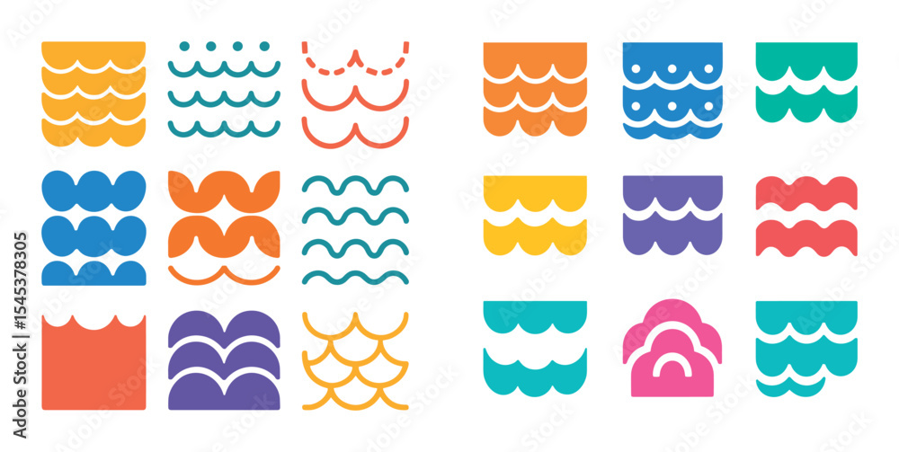 Fototapeta premium Colorful Scallop Icon Set