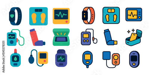 Colorful Health Gadgets Icons