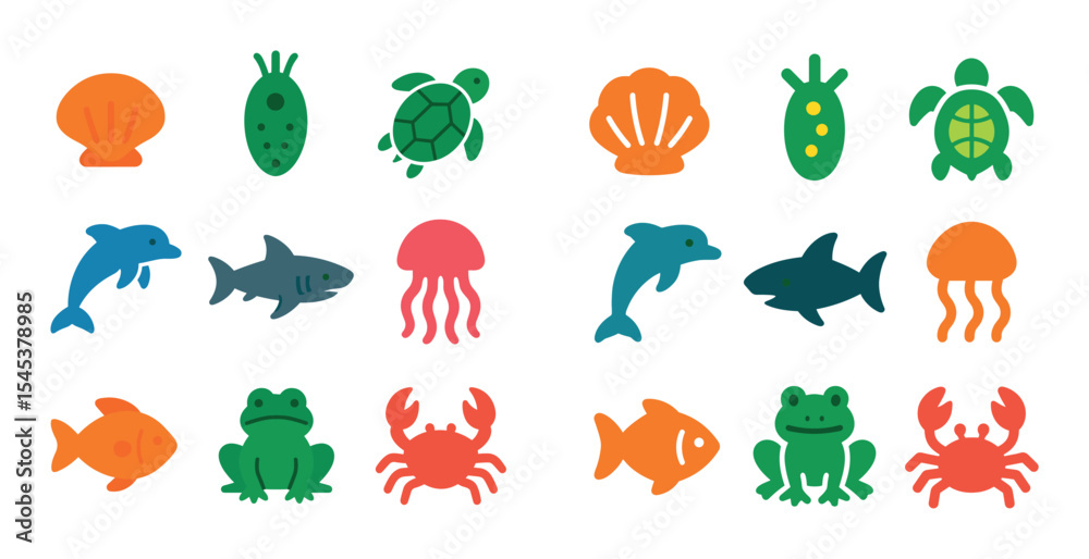 Obraz premium Colorful Aquatic Icons
