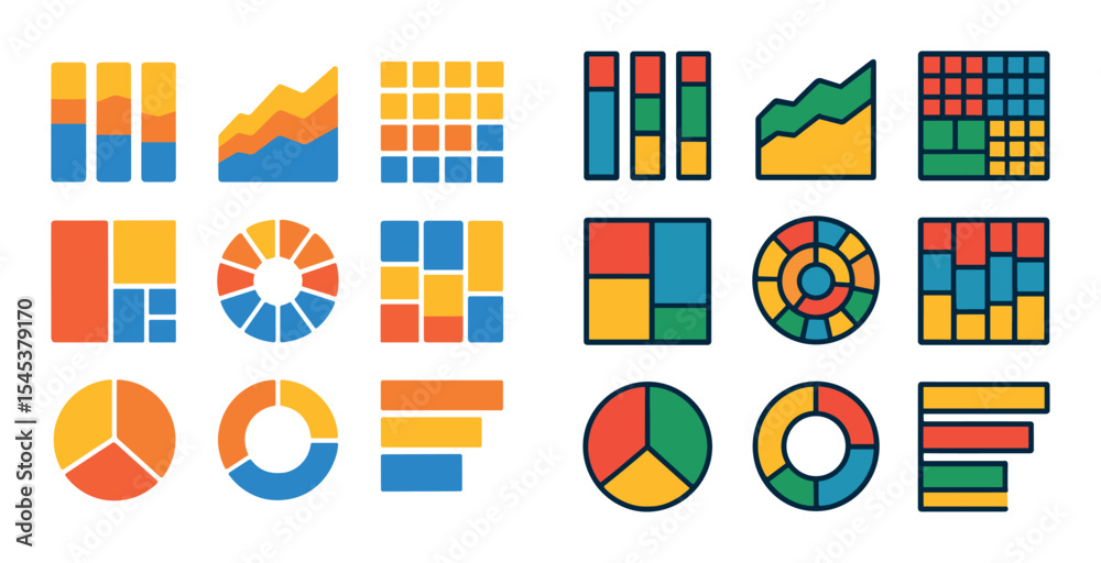 Colorful Chart Icon Grid Colorful Chart Icon Grid
