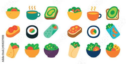 Colorful Lunch Icons