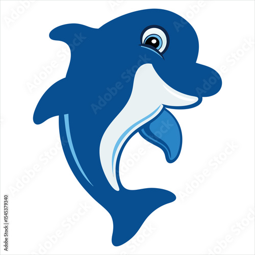 Cartoon Dolphin Leaping with Joy Playful Marine Mammal Displaying Happy Underwater Character Mascot Cheerful Aquatic Creature Jumping