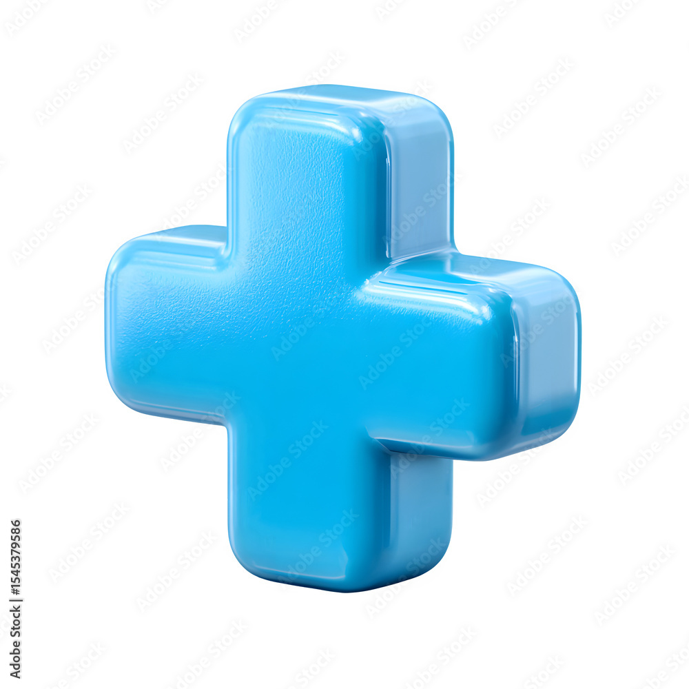 Fototapeta premium 3d render blue plus sign isolated on transparent background