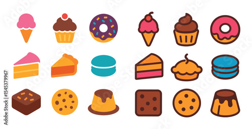 Colorful Dessert Icons
