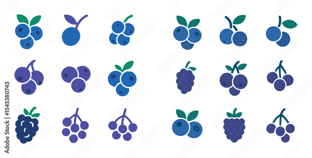 Fototapeta premium Berry Icon Grid