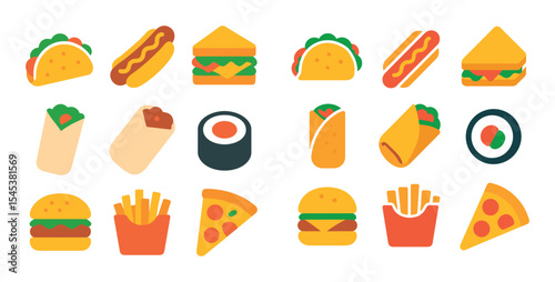 Colorful Fast Food Icons