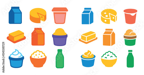 Colorful Dairy Icons
