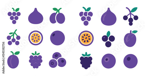 Colorful Purple Fruit Icons