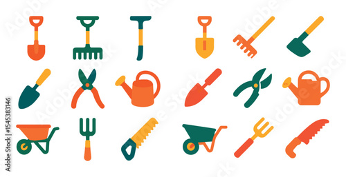 Colorful Gardening Tool Icons