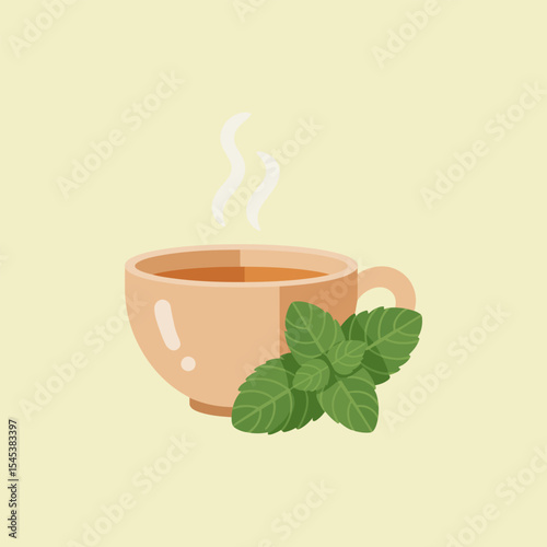 Herbal tea icon vector, Organic, natural, healthy food concept