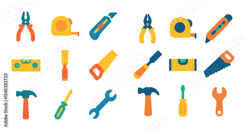 Colorful Hand Tools Icons