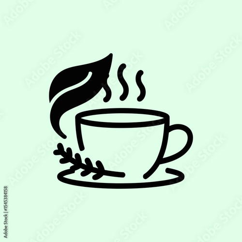 Herbal tea icon vector, Organic, natural, healthy food concept