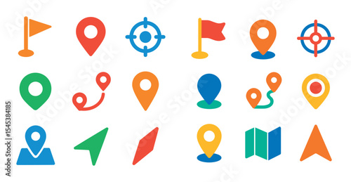 Wallpaper Mural Colorful Map Icons Torontodigital.ca