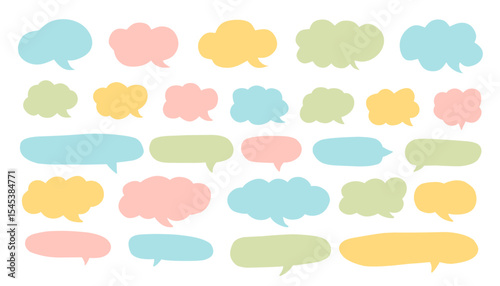 Set of vector speech bubble labels. Retro color special offer design elements, chat emblem, black callout