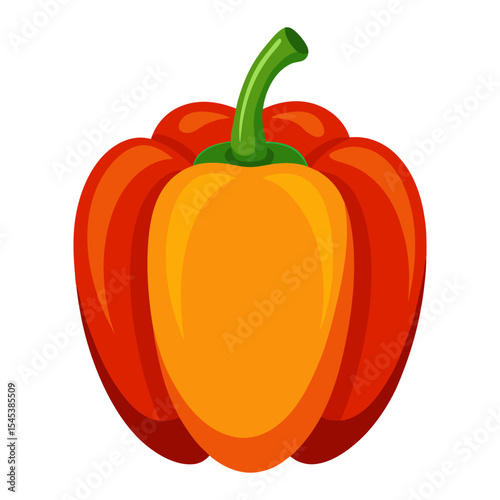 Isolated vector illustration of a bell pepper, red, orange and green, healthy food, fresh vegetable, diet
