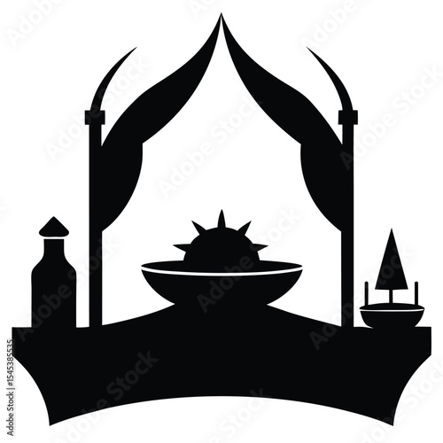Elegant Black and White Architectural Design Mosque-Inspired Icon