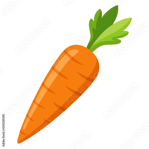 Isolated vector illustration of fresh and healthy orange carrot with green leaves art