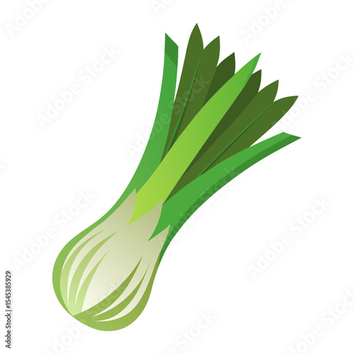 Fresh green leek vegetable illustration for cooking recipes and healthy eating concept art