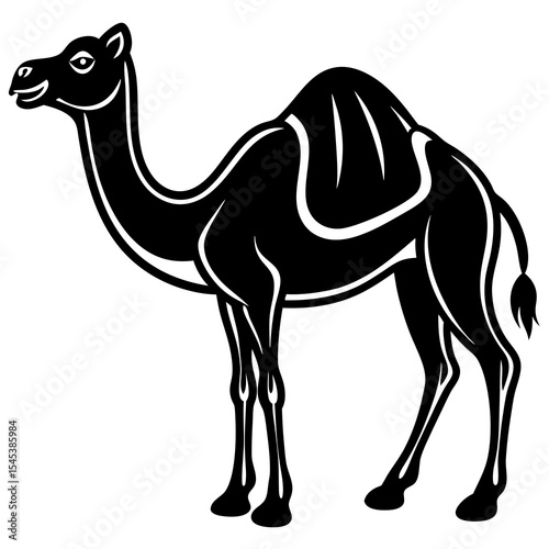 Camel silhouette isolated on white background