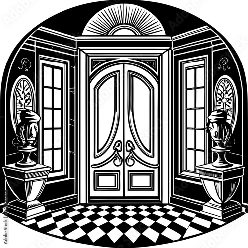 vector illustration of a church window