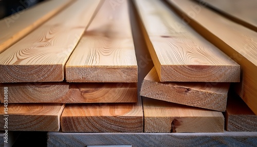 stacked unedged board of soft wood close up selective focus photo