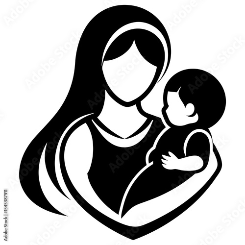 Mother holding baby isolated on white background