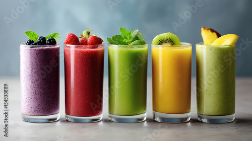Wallpaper Mural Colourful Fresh Fruit Smoothies with Natural Toppings Torontodigital.ca