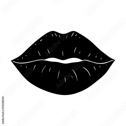kissing lips silhouette vector art