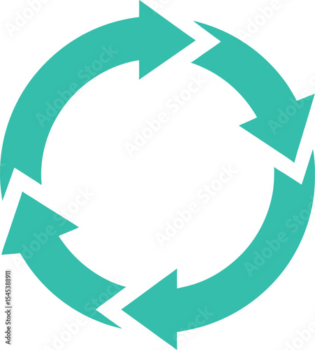 Green and blue circular arrows representing recycling and flow in a vector design