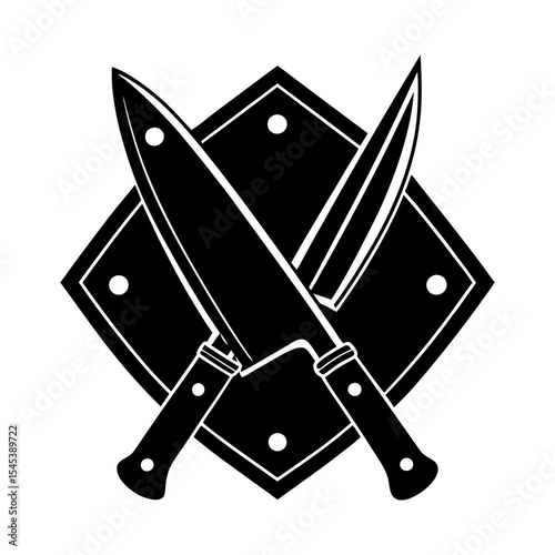 kitchen knives vector icon silhouette illustration