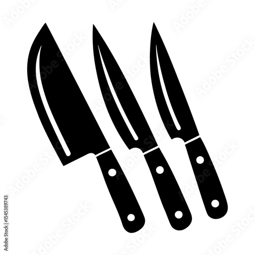 kitchen knives vector icon silhouette illustration