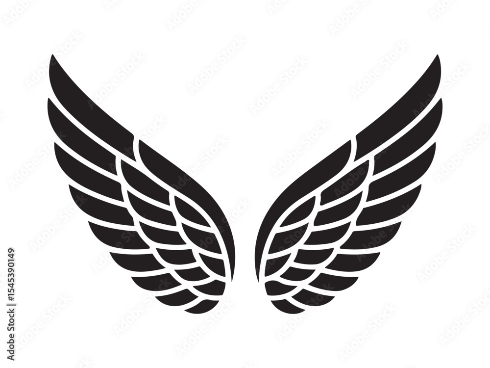 Obraz premium Bold wing silhouette design isolated on white background