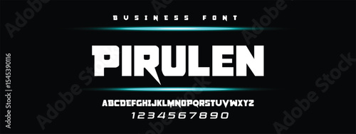 Pirulen Abstract technology space font logo alphabet. techno and sport fonts. Typography digital sci-fi movie logos. vector illustration 
