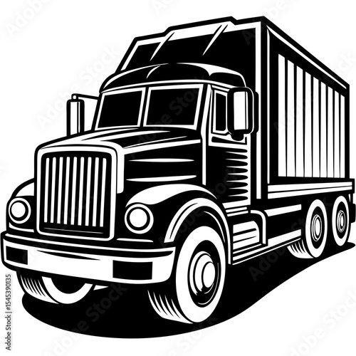 Illustration of a semi truck isolated on white background