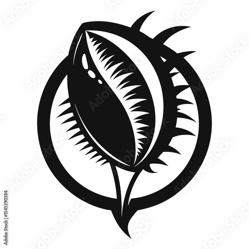 Venus flytrap plant in a circle isolated on white background