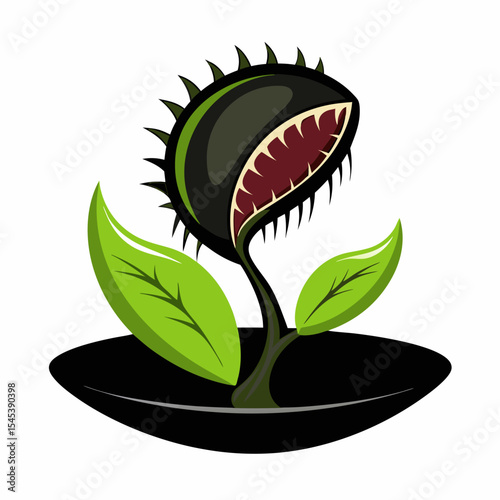 Cartoon venus flytrap carnivorous plant isolated on white background