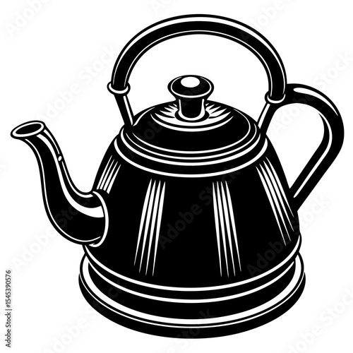 Black and white kettle isolated on white background