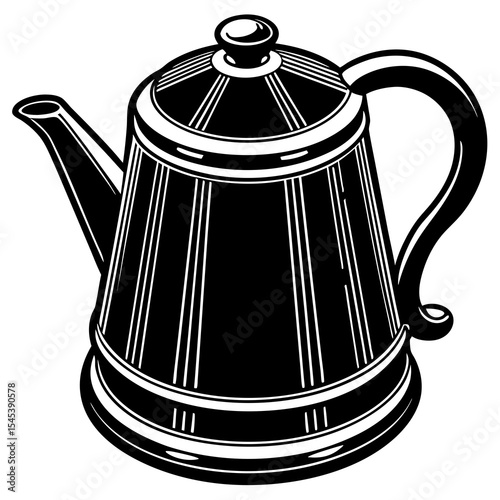 Black and white kettle isolated on white background