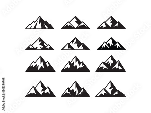 Silhouette mountain range vector illustration isolated on white background