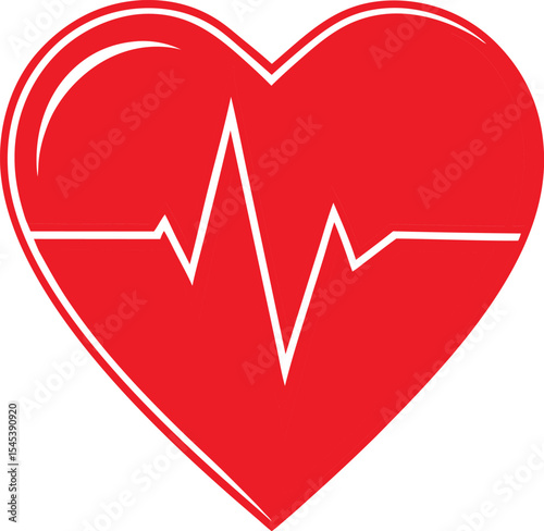 Heart with heartbeat symbol representing love health and cardiology