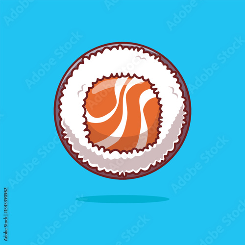Cute funny sushi roll. Vector flat cartoon kawaii illustration icon.