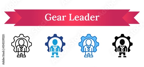 Gear Leader Multi Style Icon - A professional inside a gear, showing leadership in operational or technical settings