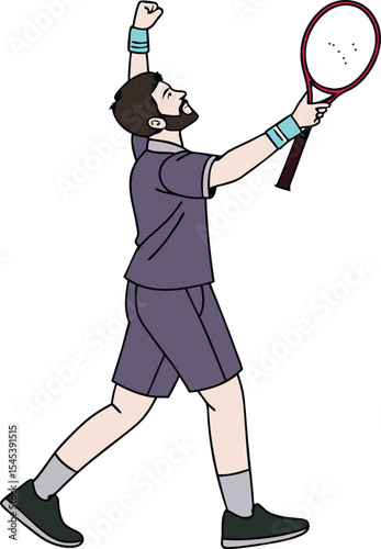 A plyer  holding racket cartoon illustration vector 
